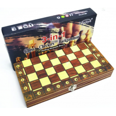 3в1 шахматы/шашки/нарды деревянные магнитные 40 см, арт.7704